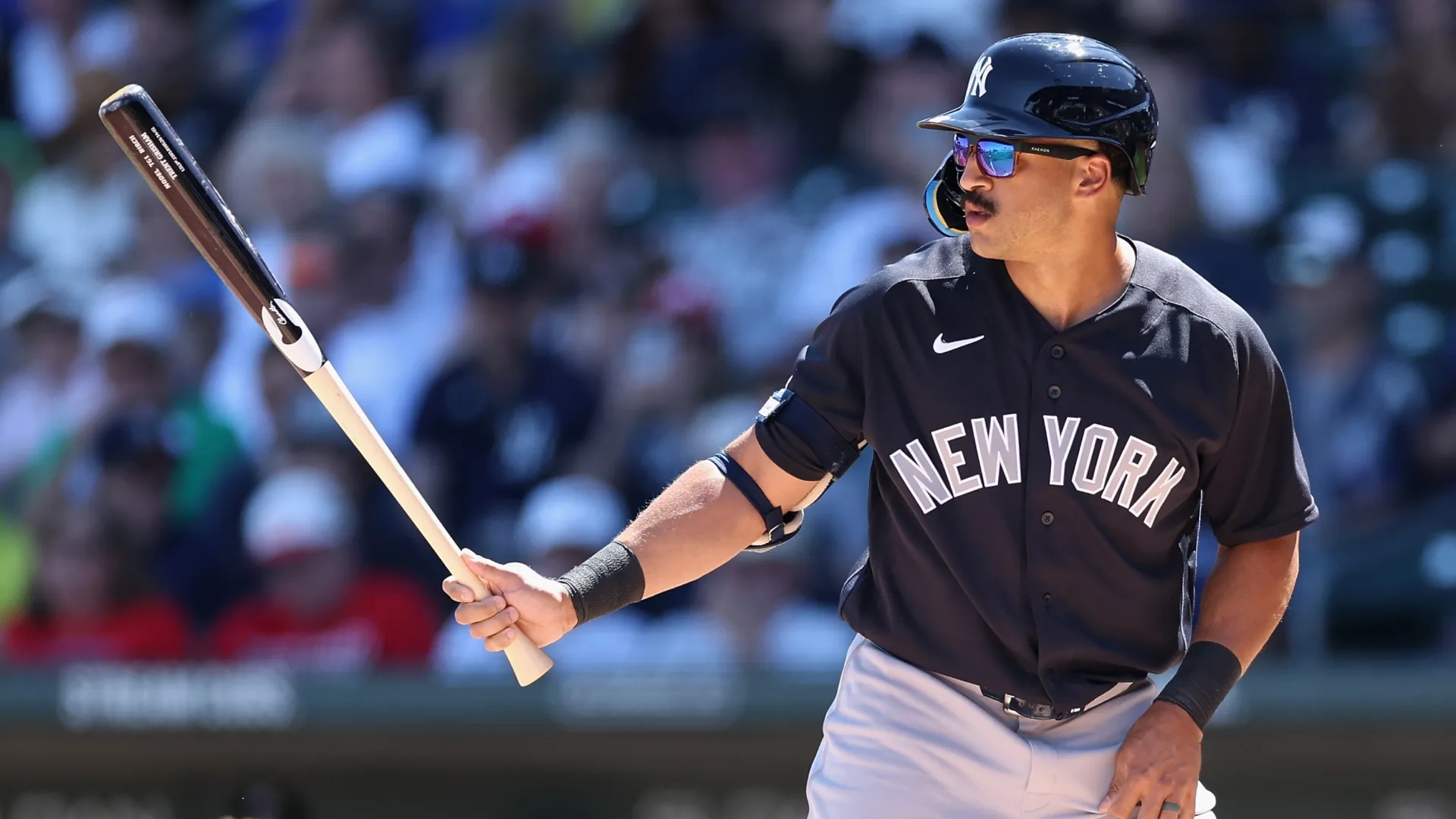 Trent Grisham #12 of the Yankees bats against the Cubs. Christian Petersen/Getty Images