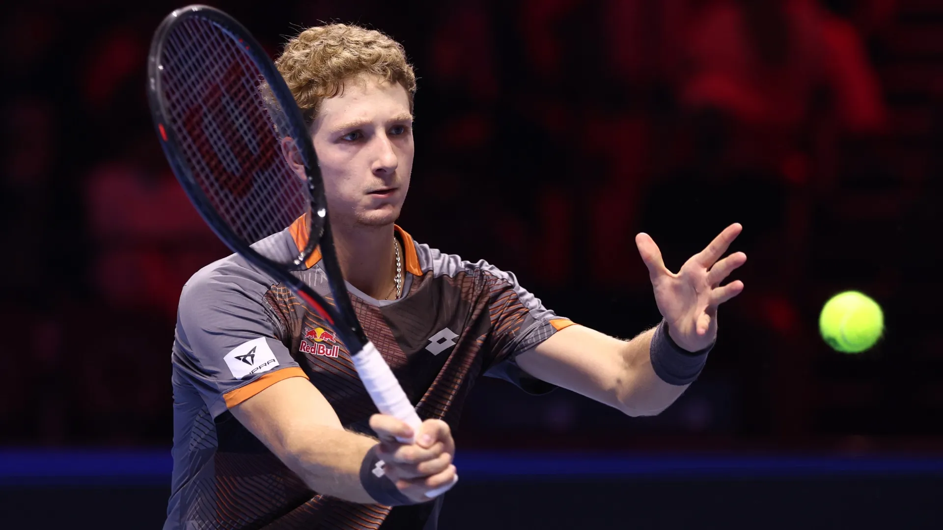 Martin Landaluce during his Men’s Singles Group Stage match of the Next Gen ATP Finals in 2025 (Source: Francois Nel/Getty Images)