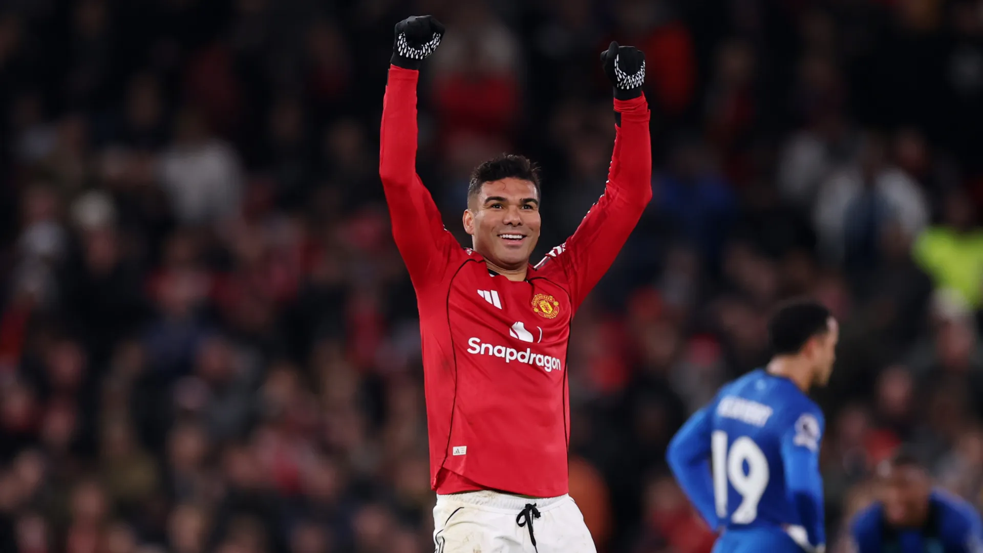 Casemiro celebrates a goal for Manchester United. (Getty Images)