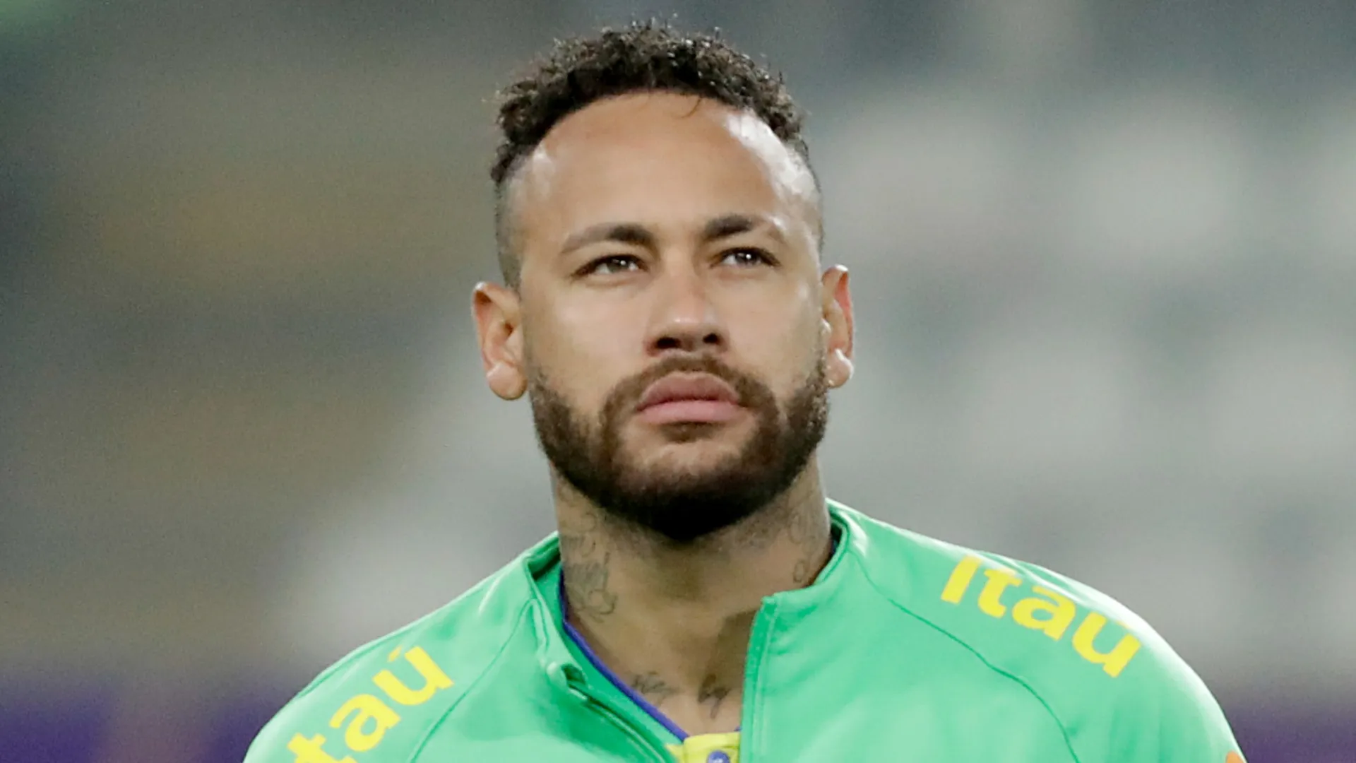 Neymar Jr. lines up prior to a FIFA World Cup 2026 Qualifier match in 2023 (Source: Mariana Bazo/Getty Images)