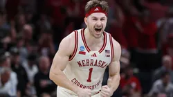 Sam Hoiberg #1 of the Nebraska Cornhuskers during the 2026 NCAA Men's Basketball Tournament.