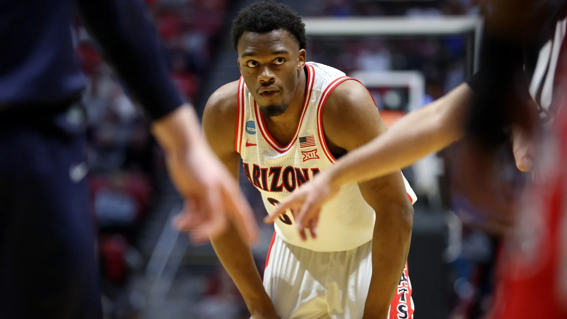 Tobe Awaka #30 of the Arizona Wildcats during the 2026 NCAA Men’s Basketball Tournament (Source: Sean M. Haffey/Getty Images)