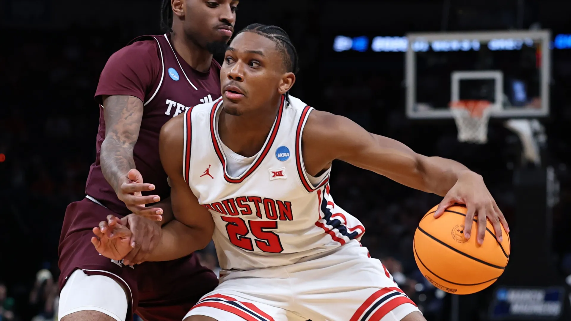 Mercy Miller of the Houston Cougars during the 2026 NCAA Men’s Basketball Tournament (Source: Stacy Revere/Getty Images)