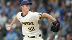 Jacob Misiorowski #32 of the Milwaukee Brewers