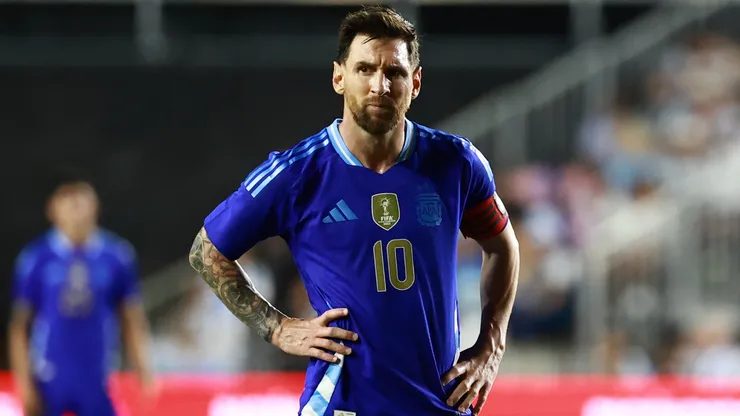 Lionel Messi of Argentina reacts during the International Friendly match in 2025.