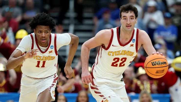 Milan Momcilovic #22 of the Iowa State Cyclones at the 2026 NCAA Men's Basketball Tournament.