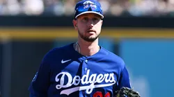 Kyle Tucker #23 of the Los Angeles Dodgers runs in from the outfield.