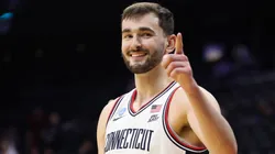 Alex Karaban #11 of the UConn Huskies during the 2026 NCAA Men's Basketball Tournament.