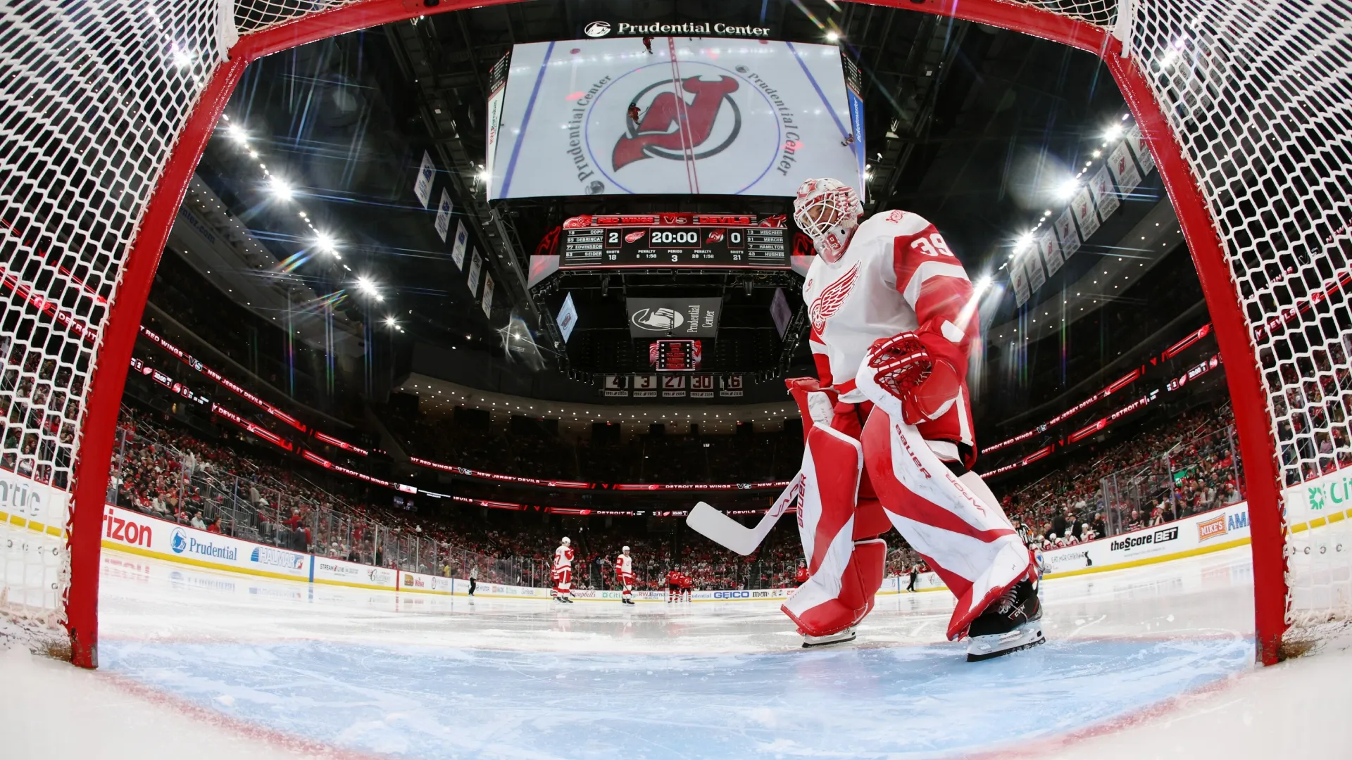 Cam Talbot #39 of the Detroit Red Wings comes into the game. Sarah Stier/Getty Images