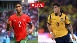 Achraf Hakimi of Morocco and Piero Hincapie of Ecuador
