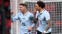 Federico Valverde of Uruguay celebrates scoring vs England.