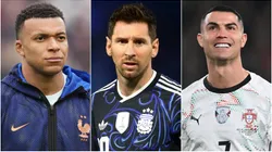 Kylian Mbappe of France, Lionel Messi of Argentina and Cristiano Ronaldo of Portugal.