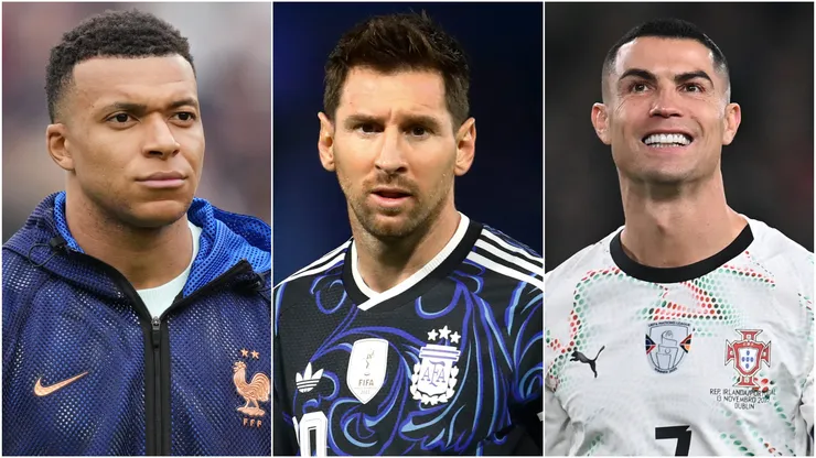 Kylian Mbappe of France, Lionel Messi of Argentina and Cristiano Ronaldo of Portugal.