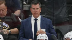 Head coach Mike Sullivan of the New York Rangers handles bench.