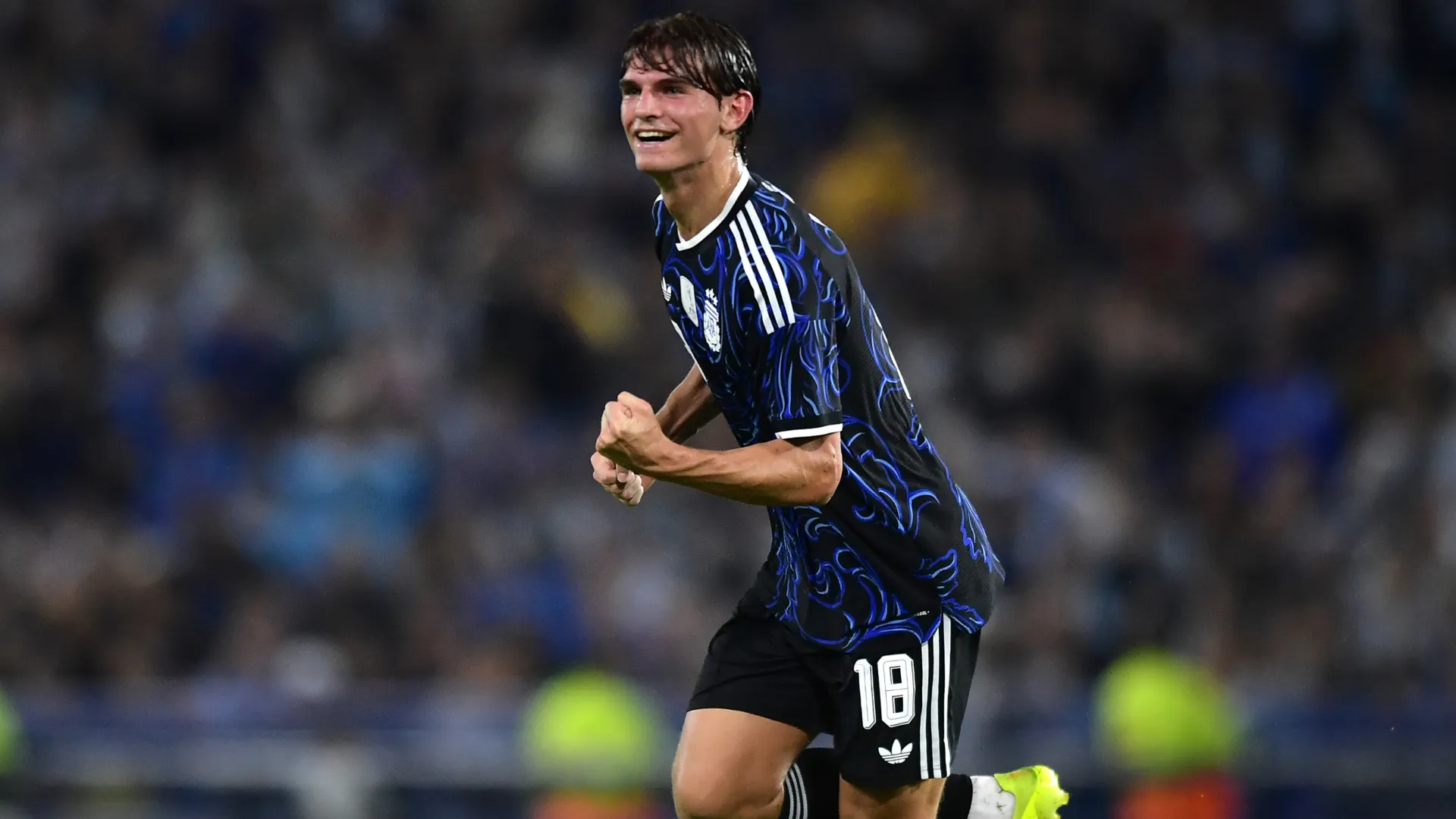 Nico Paz celebrates Argentina’s second goal. (Getty Images)