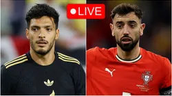 Raul Jimenez of Mexico and Bruno Fernandes of Portugal.