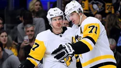 Sidney Crosby #87 and Evgeni Malkin #71 of the Pittsburgh Penguins.