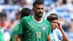 Aymen Hussein of Iraq looks on during the Men's group B match in 2024.