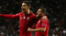 Cristiano Ronaldo and Bernardo Silva of Portugal celebrate.