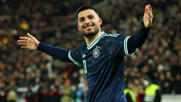 Deniz Undav celebrates scoring for Germany.