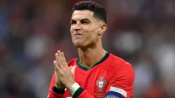 Cristiano Ronaldo of Portugal celebrates scoring the team's first penalty during the UEFA EURO.