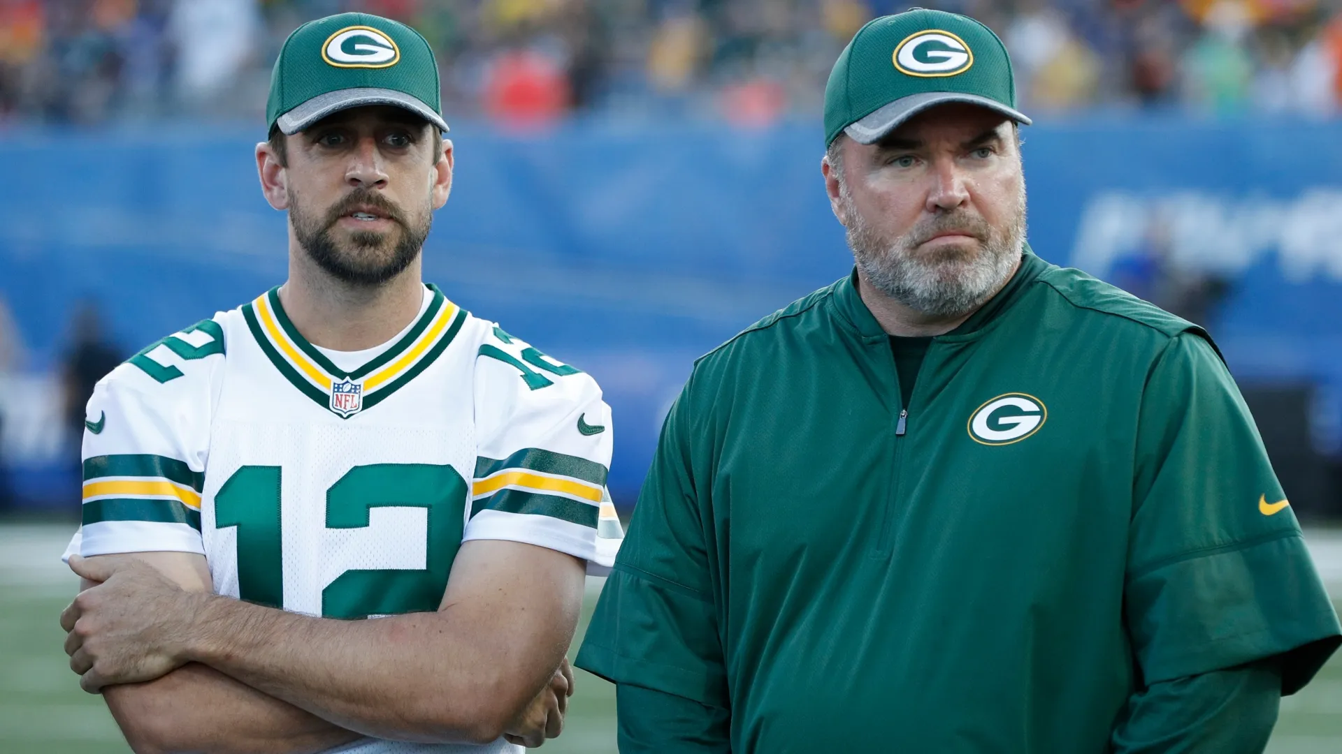Mike McCarthy with Aaron Rodgers