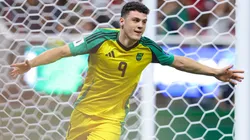 Bailey Cadamarteri of Jamaica during the FIFA World Cup 2026 Qualifying Playoff tournament match.
