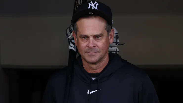 Manager Aaron Boone of the New York Yankees looks on before the game.
