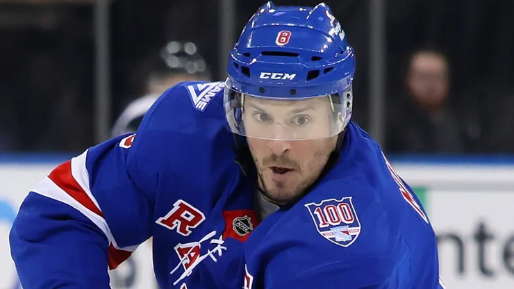 J.T. Miller #8 of the Rangers skates against the Senators.