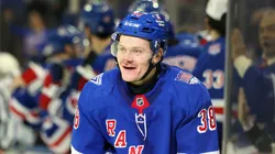 Adam Sykora #38 of the New York Rangers at Madison Square Garden.