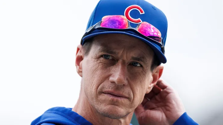 Manager Craig Counsell #11 of the Chicago Cubs looks on.