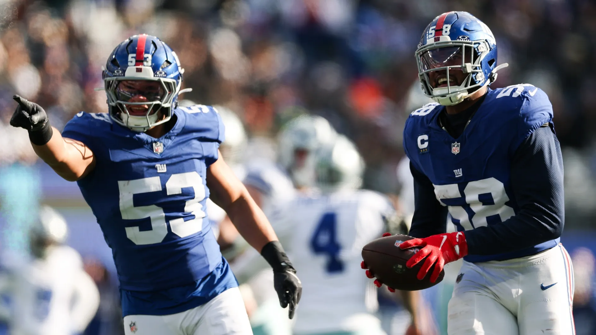 Bobby Okereke #58 of the New York Giants in 2026 (Source: Ishika Samant/Getty Images)