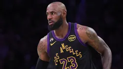 LeBron James #23 of the Los Angeles Lakers on court.