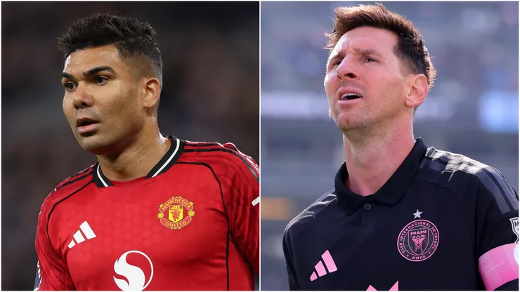 Casemiro of Manchester United and Lionel Messi of Inter Miami.