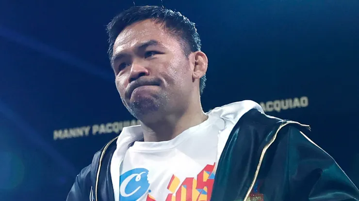 Manny Pacquiao after entering the ring to fight Mario Barrios in a WBC welterweight title fight.
