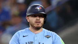 Alejandro Kirk reacts after striking out