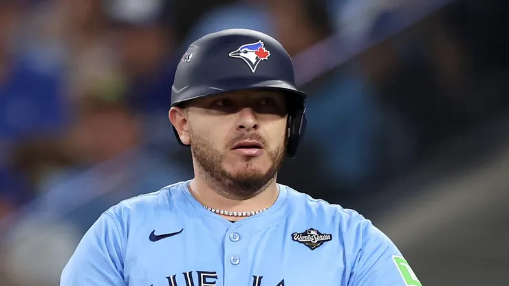 Alejandro Kirk reacts after striking out