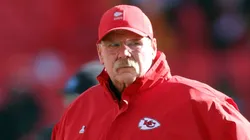 Andy Reid looks to his side during a Chiefs game.