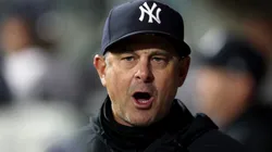 Manager Aaron Boone of the New York Yankees reacts.