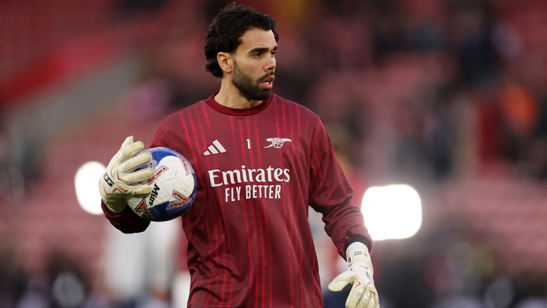 David Raya of Arsenal warms up prior to the Emirates FA Cup Quarter Final match (Source: Warren Little/Getty Images)