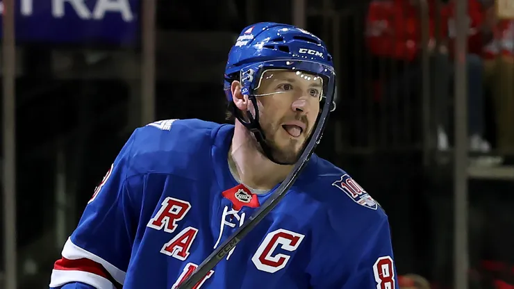 J.T. Miller #8 of the New York Rangers at Madison Square Garden