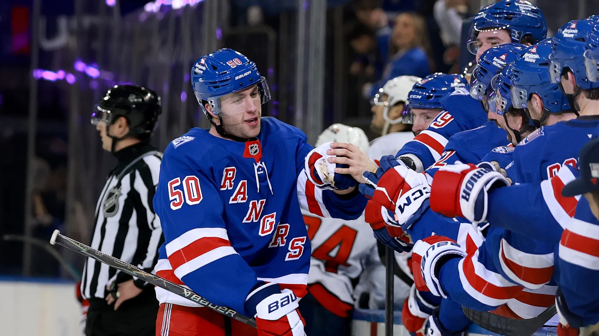 Will Cuylle scored a hat trick in the 8-1 win