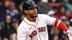 Willson Contreras #40 of the Red Sox reacts after striking out.