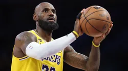 LeBron James takes a free throw against the Washington Wizards in 2026.