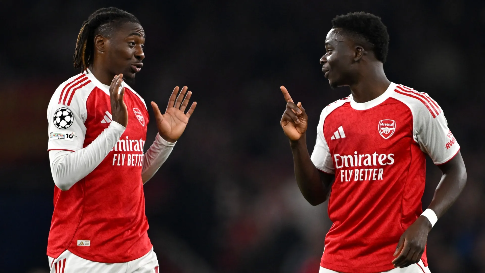Bukayo Saka and Eberechi Eze of Arsenal in 2025 (Source: Mike Hewitt/Getty Images)