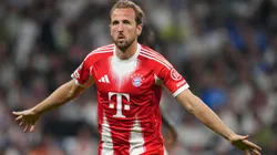 Harry Kane celebrates a goal for Bayern Munich.