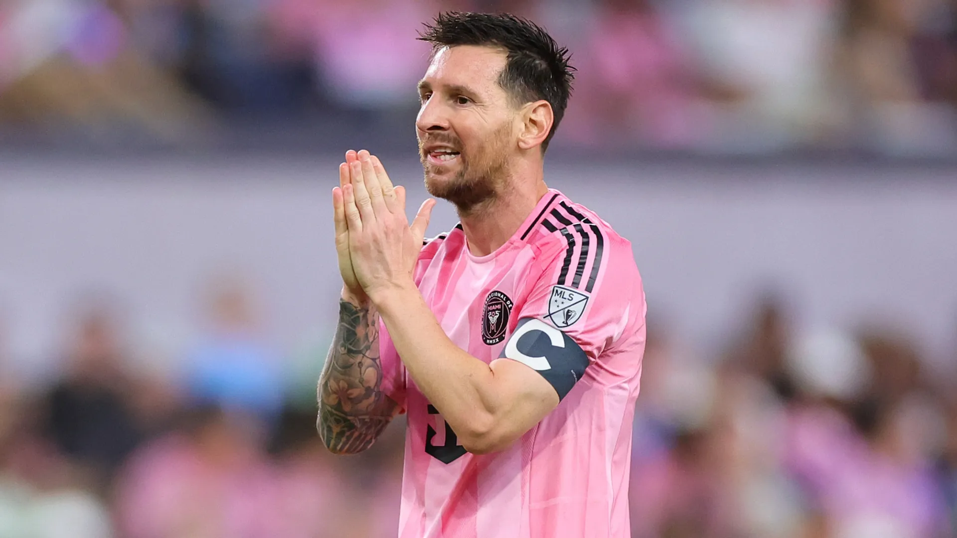 Lionel Messi of Inter Miami reacts during an MLS game