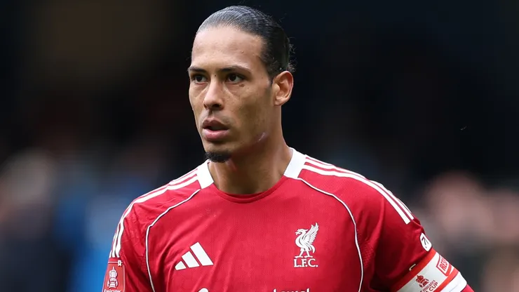 Virgil van Dijk of Liverpool reacts at full time following defeat during the Emirates FA Cup Quarter Final match.