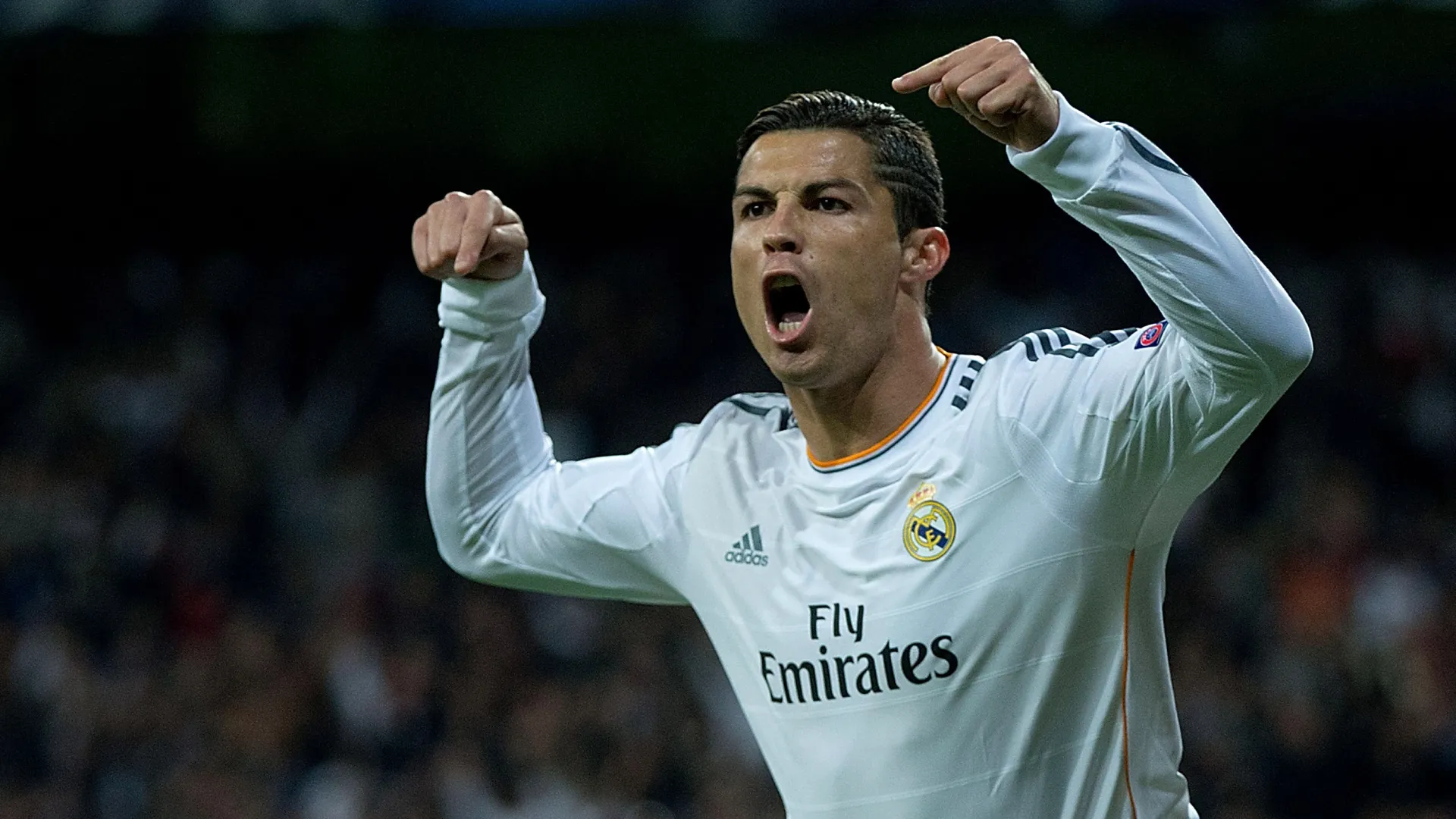 Cristiano Ronaldo celebrates a goal for Real Madrid at the 2013 Champions League. (Getty Images)