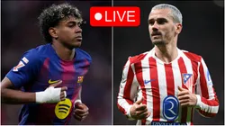 Lamine Yamal of Barcelona and Antoine Griezmann of Atletico Madrid.